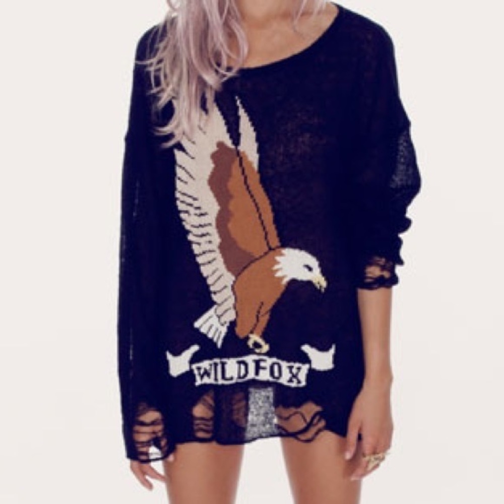 Wildfox Couture ✨ RARE ✨ White Label Eagle Lennon Sweater * Black * S